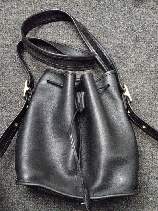 Coach Handbags - Coach Vintage "Lula Legacy" Black Leather Drawstring Shoulder Bag #9952